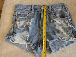 American Eagle Shorts HiRise Festival distressed blue girls cute booty sexy jean - Picture 1 of 5