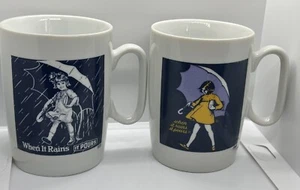 VINTAGE Lot Of 2 Morton's Salt Ceramic Coffee Cups Mugs - Imagen 1 de 2
