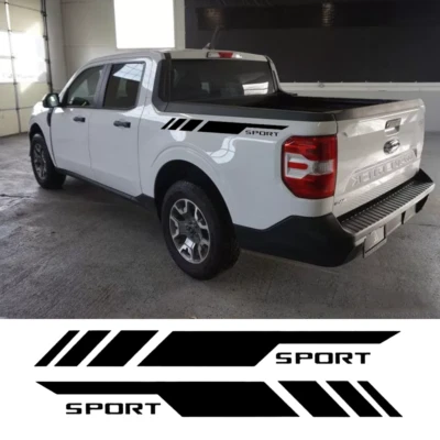 Para Ford Maverick 2022-2025 2 Piezas Negro Camión Cama Lateral Vinilo Calcomanía Rayas Foto 1 de 3