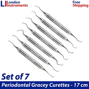 Dental Surgical Gracey Curettes Hygiene Root Planning Scaling Instruments 7 Pcs - Picture 1 of 8
