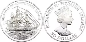 Pitcairn 50 Dollars 1988 150 Aniversario Redacción de la Constitucion - Picture 1 of 1