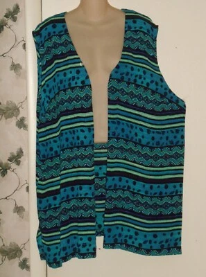 Chaleco Top De Colección Años 90 Boho Hippie Étnico Largo Sin Mangas Frente Abierto 24W 4X Foto 1 de 4