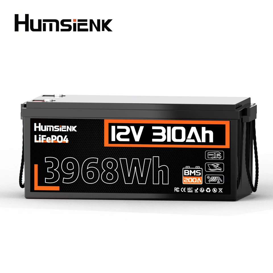 Humsienk 12V 310Ah 300Ah LiFePO4 Lithium Battery 15000+ Cycle Solar RV Off-Grid