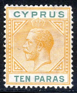 Cyprus King George V 1912 Ten Paras Orange & Green Wmk Mult Crown CA SG 74 MINT - Picture 1 of 2