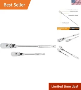 Set cricchetto a goccia durevole 2 pezzi - testa flessibile 84 denti e finitura lucida - Foto 1 di 12