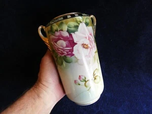 ANTIQUE NIPPON MORIAGE HAND PAINTED VASE c1910 I E C Co - Picture 1 of 6