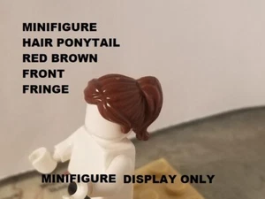 LEGO Red Brown Hair Minifigure Side Bang Combed PONYTAIL Mid length Girl Wig - Picture 1 of 1