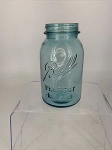 Antique Ball Perfect Mason Jar #2 No Lid Blue Glass Canning Vintage Old No Chips - Picture 1 of 9