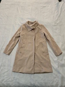 COLE HAAN Signature Womens Alpaca Blend Taupe Dropped Shoulder Coat SIZE 2 F12  - Picture 1 of 7