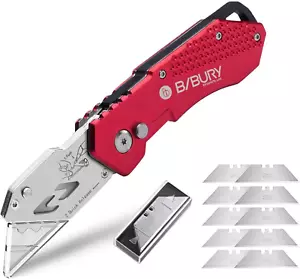 Utility Knife, Upgraded Version Heavy Duty Box Cutter, Pocket Carpet Knife with - Picture 1 of 12