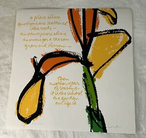 Corita Kent Pencil Signed Color Screenprint Flower 79-5 A Place Where Questions