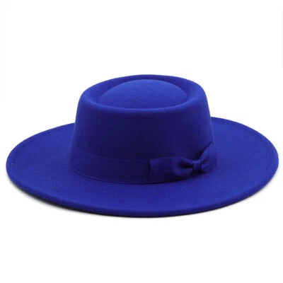 Elegant Felt Wide Brim Fedora Hat Vintage Bow Decor for Wedding Party Derby - Image 1 of 4