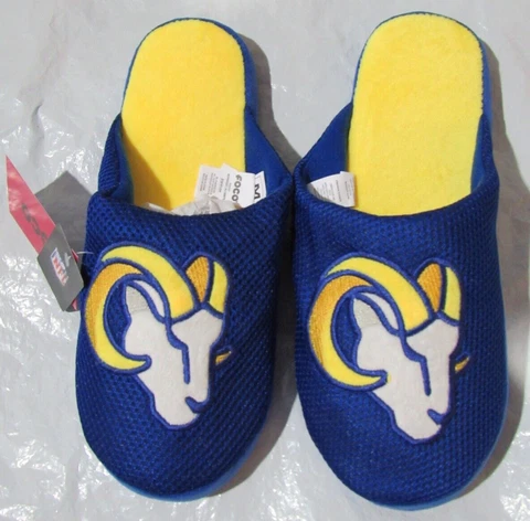 NFL Los Angeles Rams Logo on Mesh Slide Slippers Dot Sole Size Men S by FOCO Cover