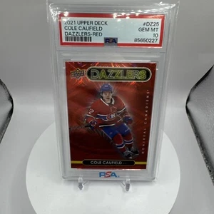 2021-22 Upper Deck Series 1 Hockey DAZZLERS #DZ-25 Cole Caufield - RED PSA 10 - Picture 1 of 2