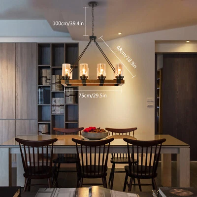 Lámpara colgante de 8 luces sin bombilla negra E26 lámpara de techo de vidrio 110 V Foto 1 de 4