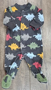Baby Boy Clothes Child Mine Carter's Preemie Fleece Gray Dinosaur Outfit - Picture 1 of 3