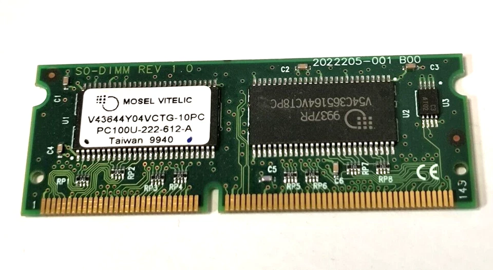 JUEGO DE 2 LAPTOP MOSEL 64MB V43644Y04VCTG-10PC SODIMM PC100 NO ECC MEM RM4-B45-1 Foto 1 de 2