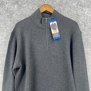 Maglione Banana Republic 1/4 zip grande grigio misto cotone pullover manica lunga - Foto 1 di 16