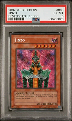 2002 YUGIOH PSV-000 JINZO REVERSE FOIL SECRET RARE PSA 6 EX #80455820 - Image 1 of 2