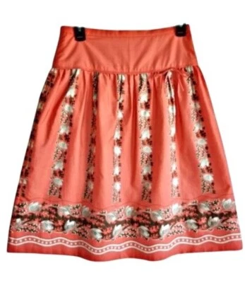 J.Crew Apricot Pink Floral A-Line Pleated Tulip Cotton Skirt Women's Size 12 - Изображение 1 из 4