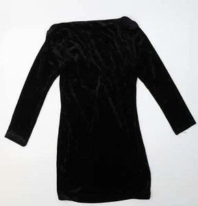 Cotton CLUB Womens Black Polyester Blend Bodycon Size 8 Boat Neck - Picture 1 of 12