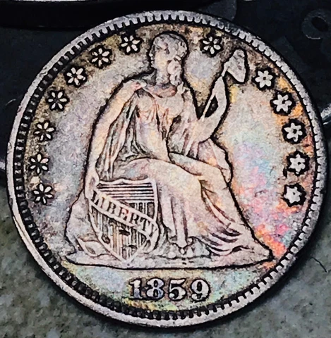 1859 Seated Liberty Half Dime 5C Ungraded 90% Silver US Coin CC18471 Cover