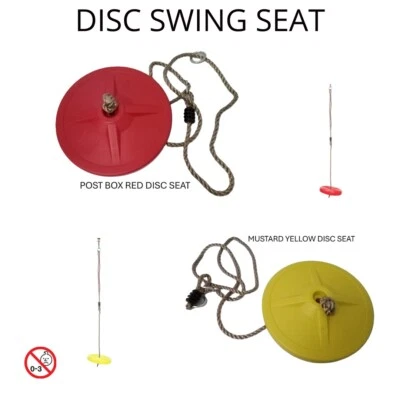 CHILDREN'S DISC SHAPED SWING SEAT  - FULLY ADJUSTABLE ROPES IN RED OR YELLOW - Image 1 of 4