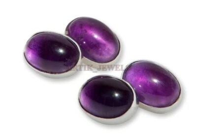 Gemas de amatista natural con gemelos de plata de ley 925 #1727 Foto 1 de 4