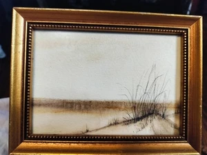 Vintage Watercolor Beach Painting Pensacola FL 1972 Framed - Picture 1 of 8