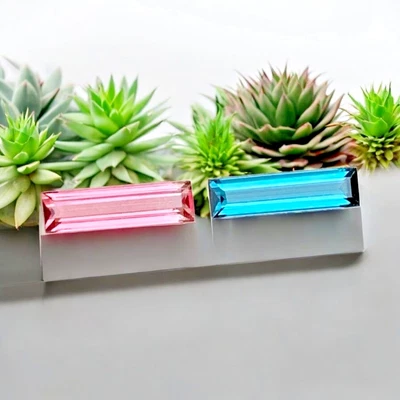 Par inverso de turmalina natural - piedras preciosas rosa y azul bicolor combinadas 2,45 quilates Foto 1 de 4