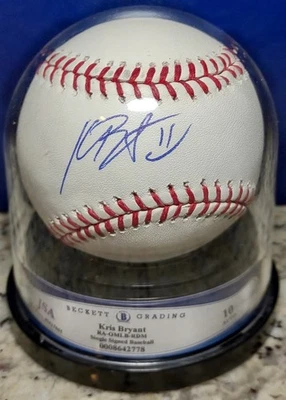 Kris Bryant SMILEY FACE Signed Autographed Baseball JSA Beckett GEM MINT 10 - Image 1 of 2