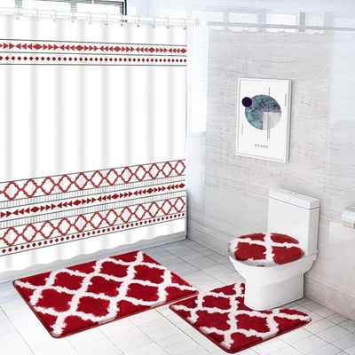 Cortinas De Baño Set Completo Juego 4 Pieza Para Ducha Bano Elegante gris NUEVO - Image 1 of 4