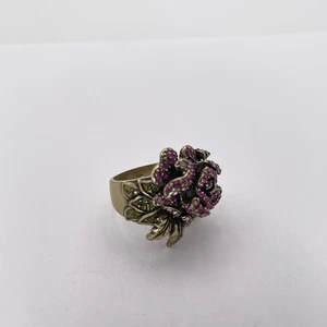 Betsey Johnson Rose Statement Ring rosa Kristall Blume goldfarben Gr. 7 Schmuck - Bild 1 von 10