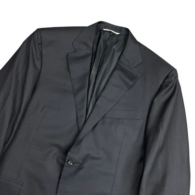Canali 100% Wool Blazer Mens 44R EU 54 Solid Black Sport Coat Super 150s Italy - Image 1 of 4