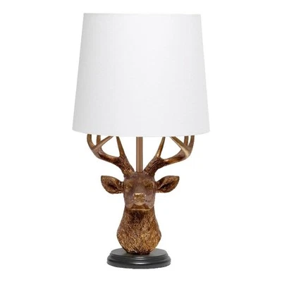 Simple Designs Woodland 17.25" Tall Rustic Antler Copper Deer Bedside Table Lamp - Image 1 of 4