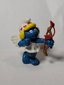 Smurf Smurfette Valentines Cupid Bow 1982 Schleich Peyo Kids Character Toy - Picture 1 of 3