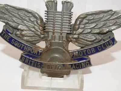 Very Rare 1930's Southport British Beach Racing Motor Club Car Grille Badge - Image 1 of 4
