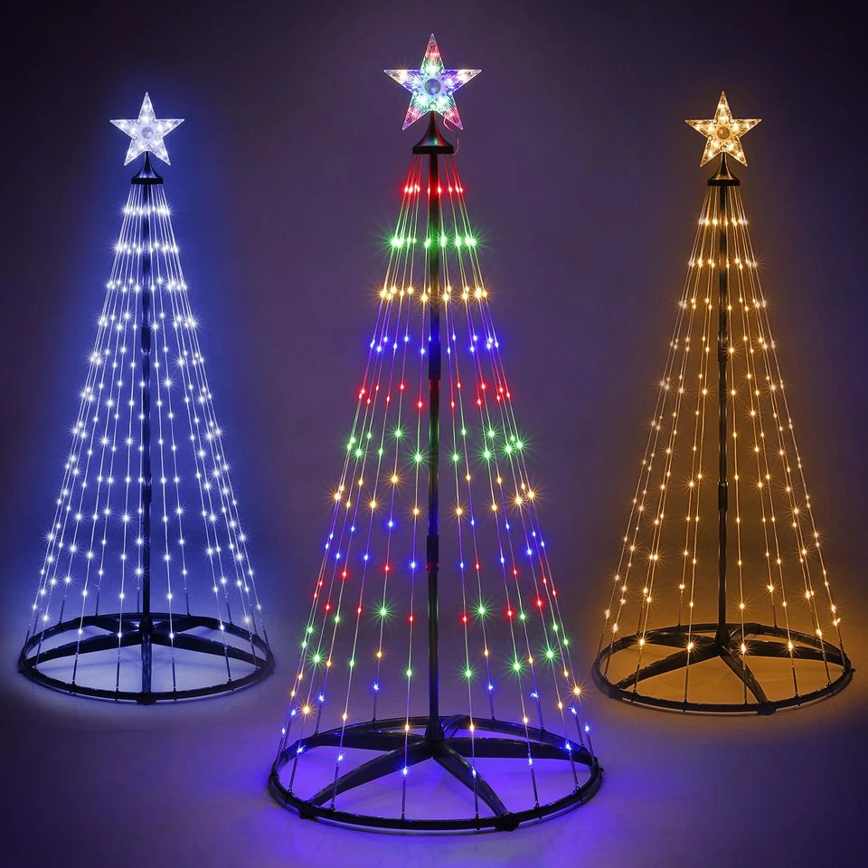 Christmas Cone Tree Decoration Led Lights Star Xmas Home Indoor & Outdoor Tree - Image 1 of 1