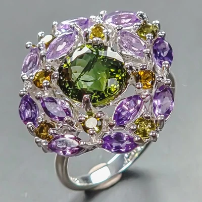 Anillo Joyería Turmalina Natural Anillo Plata de Ley 925 Talla 7.75/R444558 Foto 1 de 4