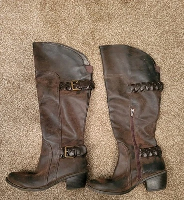 Nicole Tall Boots Faux Leather Brown Women's Size 6M Boise - Image 1 of 4