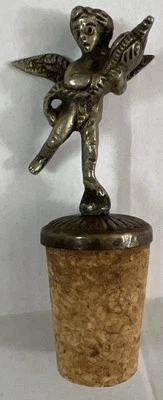 Rolha de garrafa de cortiça vintage com latão/bronze anjo - Feita na Itália - Imagem 1 de 4