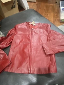 red apostrophe leather jacket small - Picture 1 of 6