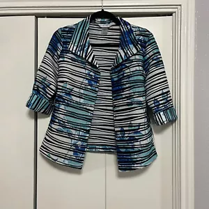 Allison Daley Petite Blazer Jacket Striped Floral 3/4 Sleeve Size 6P - Picture 1 of 4