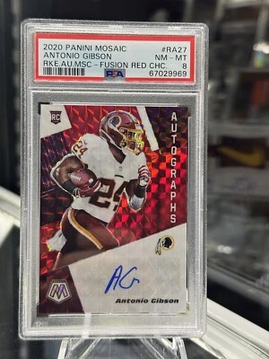 2020 Panini Mosaic Fusion Red RC Antonio Gibson Auto ✍️ RC PSA 8 - POP 1 - Image 1 of 4