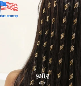 40pcs Leaf Hollow Out Metal Hair Rings Boho Dreadlocks & Braid Cuffs, Free Ship - Picture 1 of 6