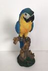 Blue Macaw Parrot Tropical Pet Bird Spring Figurine Decoration Ornament Mx 13in