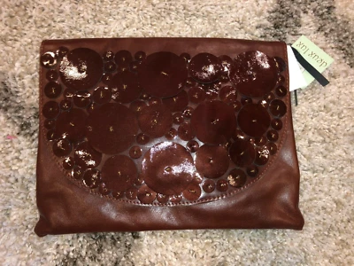 Bolso Sobre Deux Lux Rojo Borgoña Cuero Como Adornos Geométricos NUEVO Foto 1 de 4