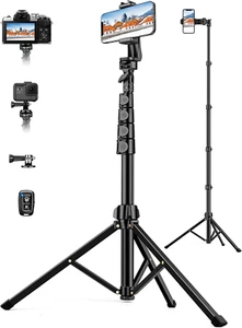 Phone Tripod, 71" Portable Cellphone Tripod Stand with Remote & Phone Holder - Picture 1 of 12