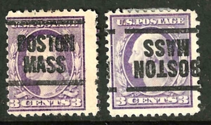 "INVERTED & REG BOSTON MASS" Washington Franklin Precancel 3 centesimi US 13E33 - Foto 1 di 3