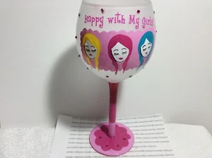 "HAPPY WITH MY GIRLS" WEINGLAS Neu im Kunststoffgehäuse DEI 18 OZ Weinglas - Bild 1 von 6
